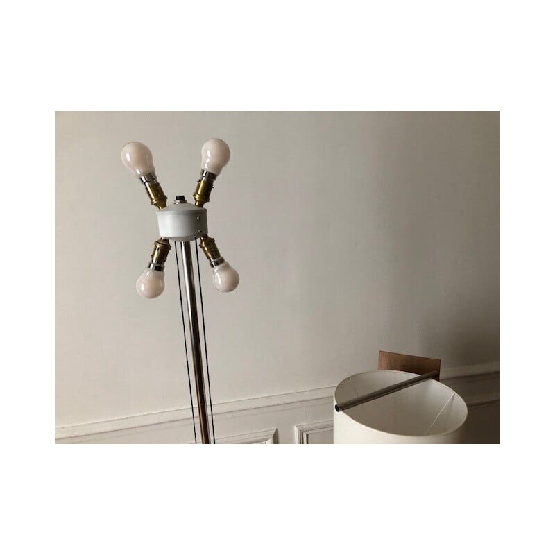 Vintage Arlus floor lamp in metal and cast iron with 4 lights, 1964