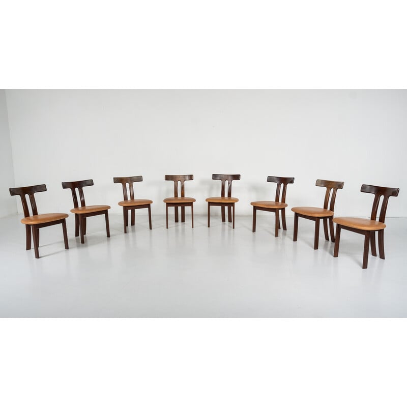 Set of 8 vintage "T" chairs, 1960