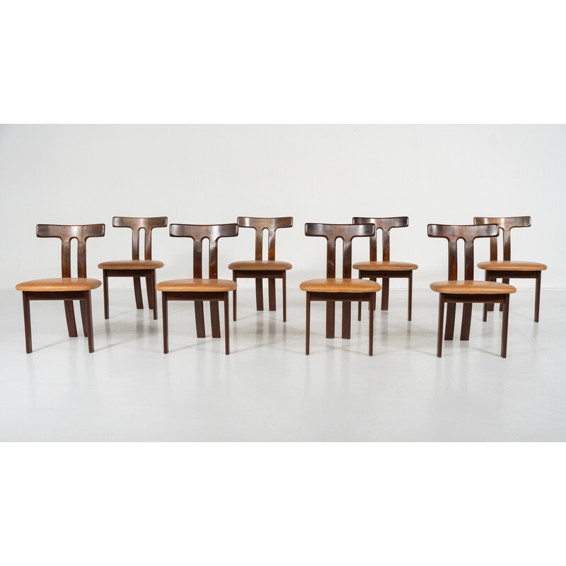 Set of 8 vintage "T" chairs, 1960