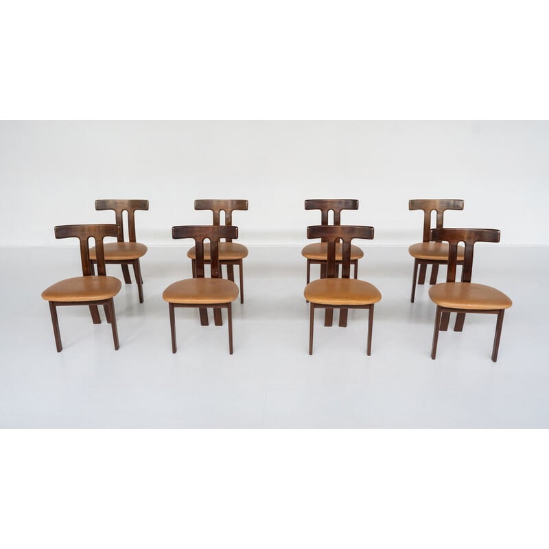 Set of 8 vintage "T" chairs, 1960