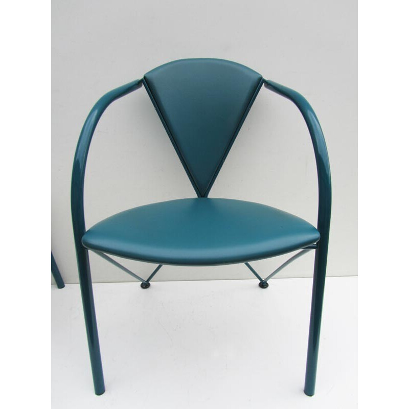 Pair of turquoise armchairs, Matthias GURTLER - 1980s