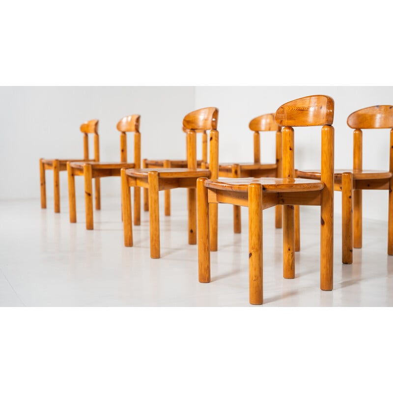 Juego de 8 sillas Pitchpin vintage de Rainer Daumiller, 1970