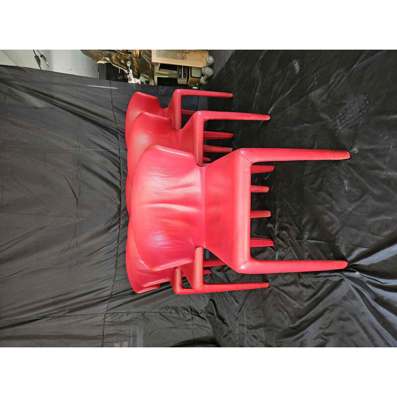 Conjunto de 6 cadeiras vintage modelo Hola 367 vermelho de Hannes Wettstein para Cassina
