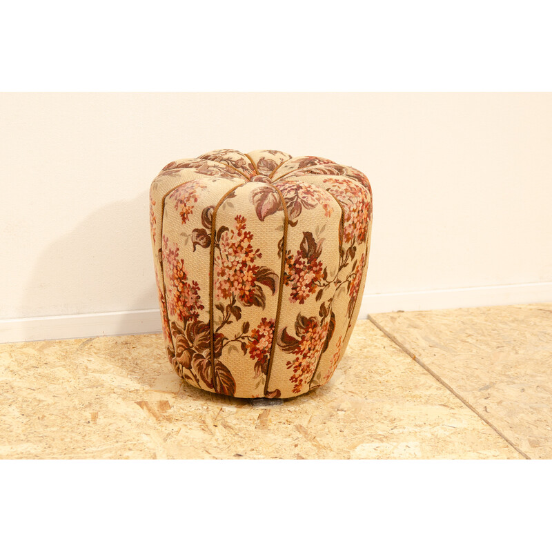 Vintage Art Deco pouf in wood and fabric by Jindřich Halabala for Up Závody, Czechoslovakia 1950