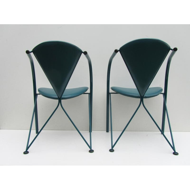 Paire de fauteuils turquoises, Matthias GURTLER - années 80