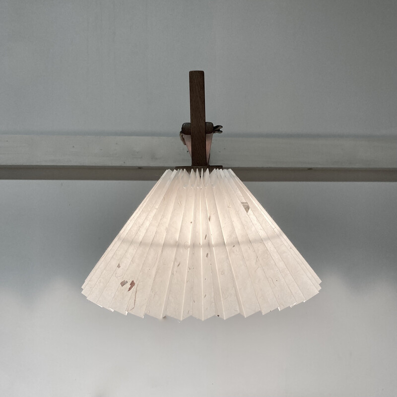 Vintage modular wall lamp in oak and paper, 1950