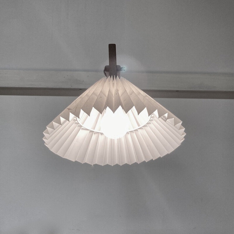 Vintage modular wall lamp in oak and paper, 1950