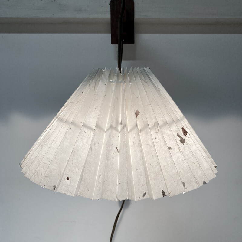 Vintage modular wall lamp in teak and paper, 1950