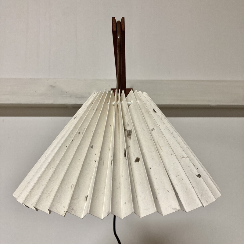 Vintage modular wall lamp in teak and paper, 1950