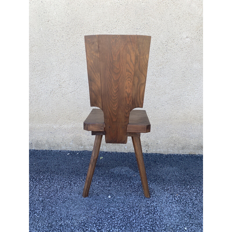 Pair of vintage chalet chairs in solid oak, 1960