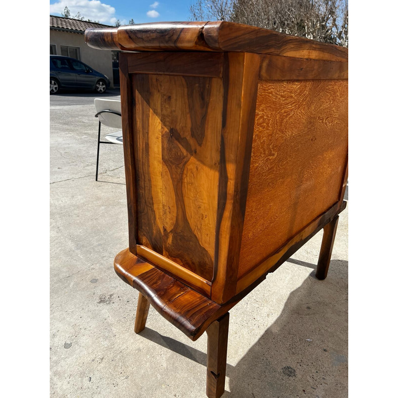 Vintage bar sideboard in solid olive wood for La Maison Skela, 1960