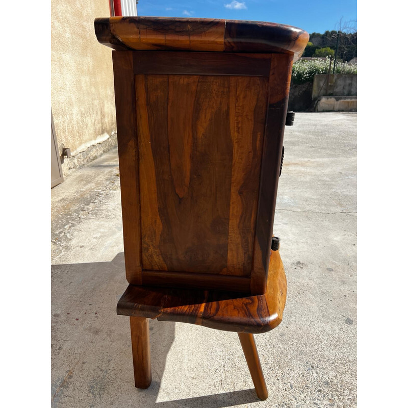 Vintage bar sideboard in solid olive wood for La Maison Skela, 1960