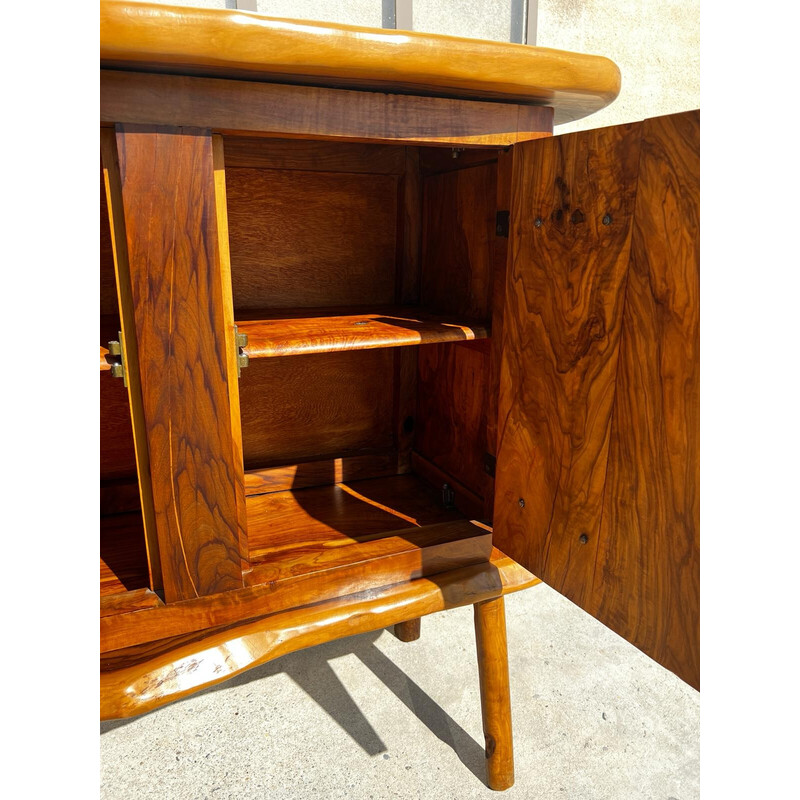 Vintage bar sideboard in solid olive wood for La Maison Skela, 1960