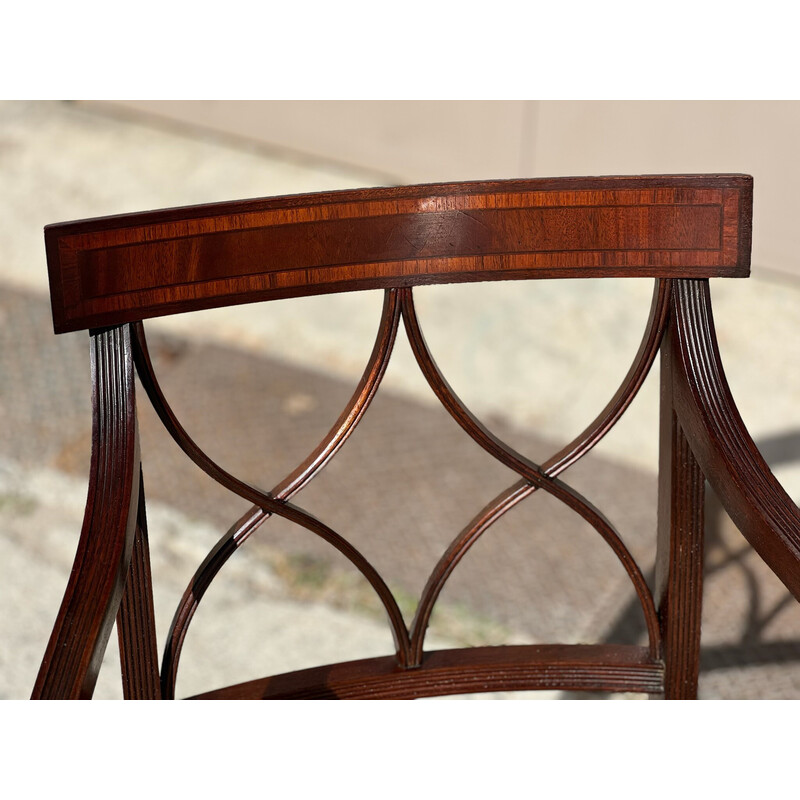 Set of 6 vintage mahogany dining armchairs, England 1980
