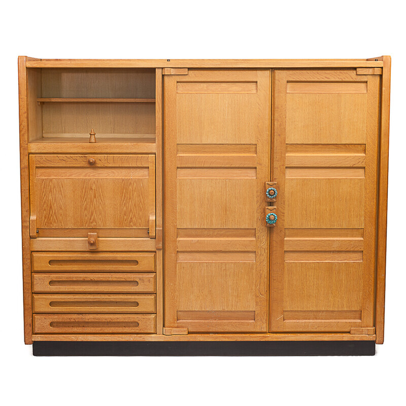 Pair of vintage Gemini oak cabinets by Guillerme et Chambron, 1950