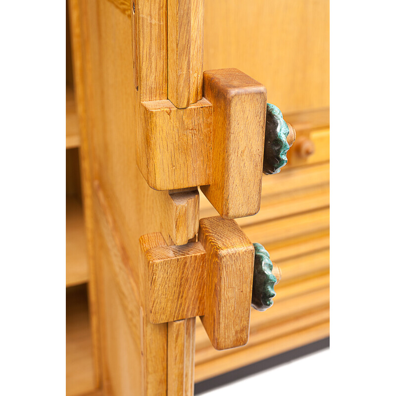 Pair of vintage Gemini oak cabinets by Guillerme et Chambron, 1950