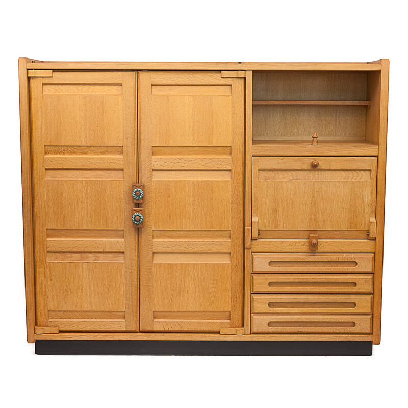 Pair of vintage Gemini oak cabinets by Guillerme et Chambron, 1950