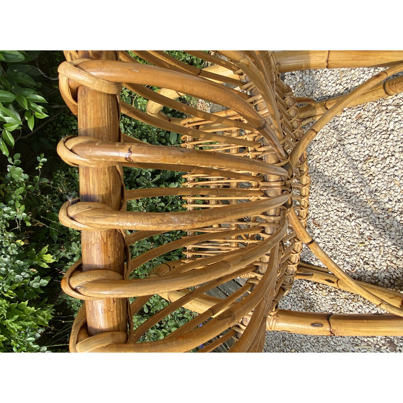 Vintage rocking chair in bamboo and rattan, 1970