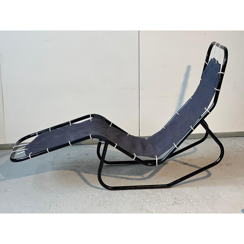 Cadeira vintage "Barwa" em metal lacado preto e tecido de John Waldheim e Edgar Bartolucci, 1950
