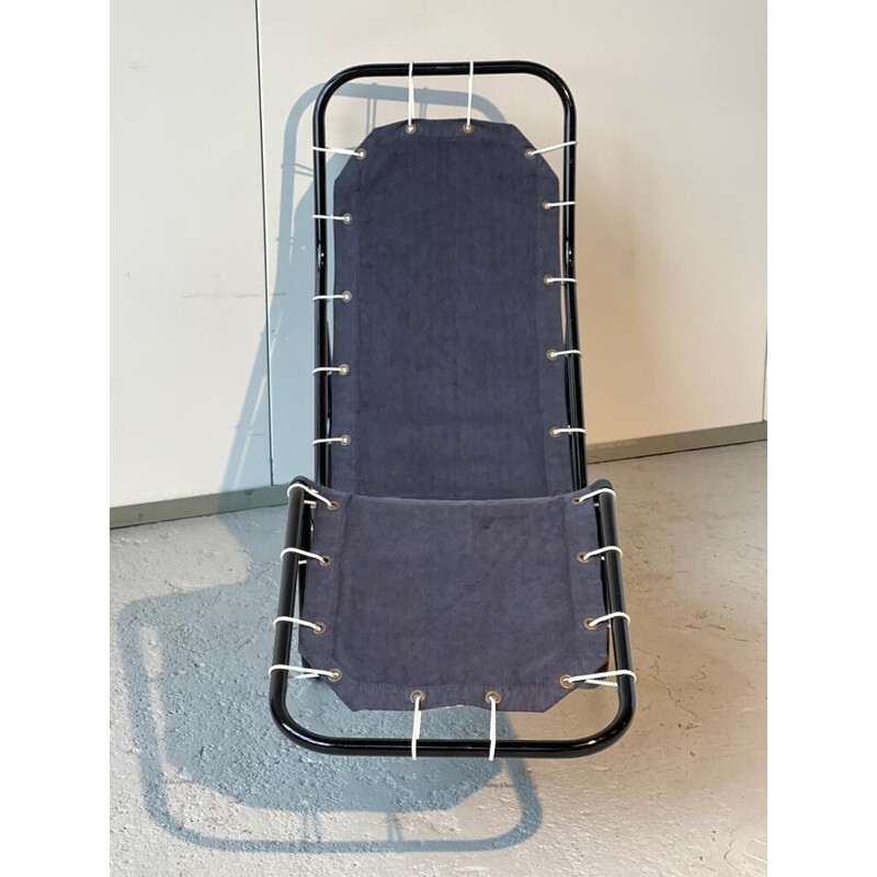 Vintage-Stuhl "Barwa" aus schwarz lackiertem Metall und Stoff von John Waldheim und Edgar Bartolucci, 1950