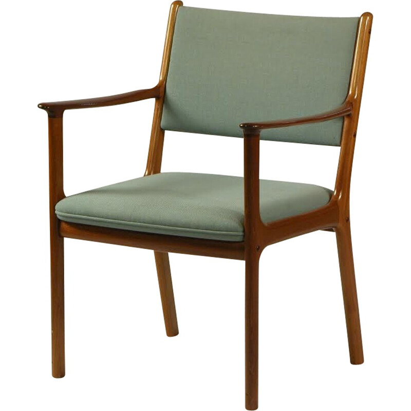 Lot de 5 fauteuils PJ 412 en acajou et tissu bleu de Ole Wanscher - 1960