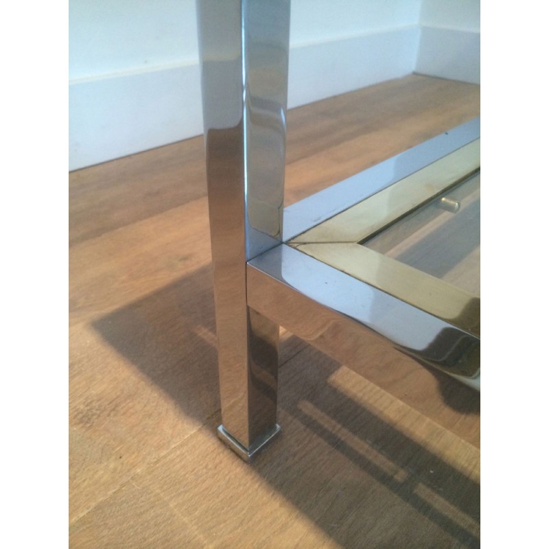 Vintage coffee table in chrome and brass balls with double top, France 1970