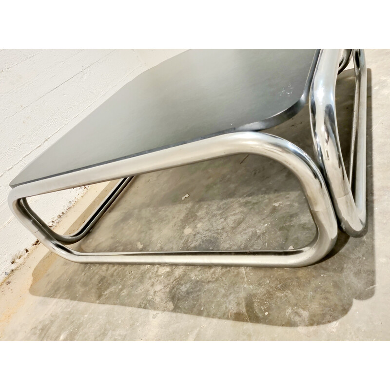 Vintage coffee table in tubular chrome and black formica, 1970