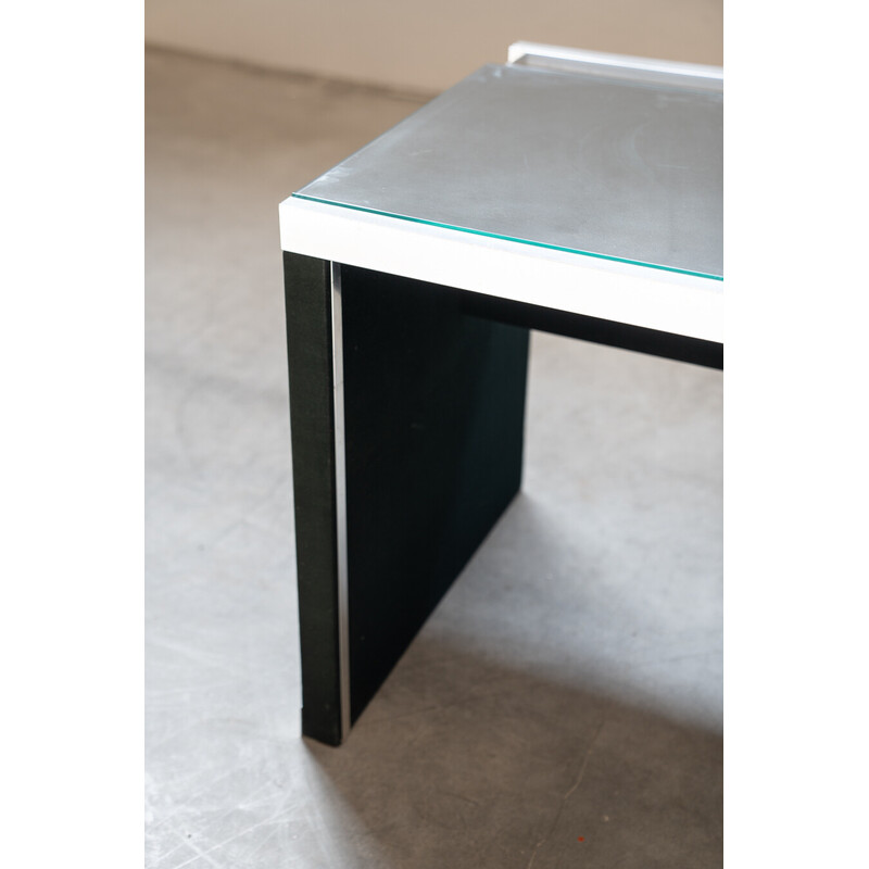 Vintage glass and aluminum desk by Guido Faleschini for Mariani, 1970