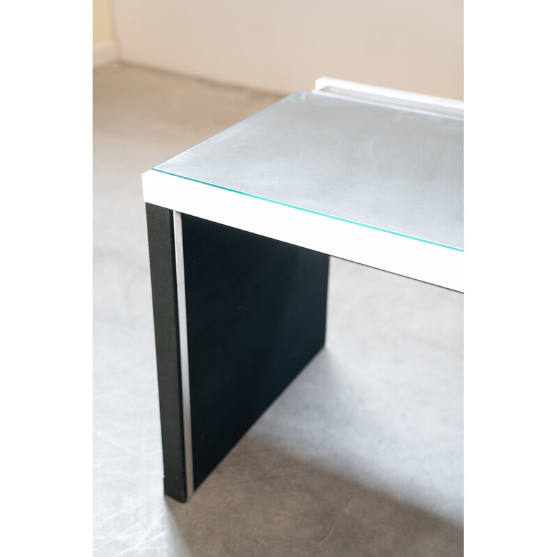 Vintage glass and aluminum desk by Guido Faleschini for Mariani, 1970