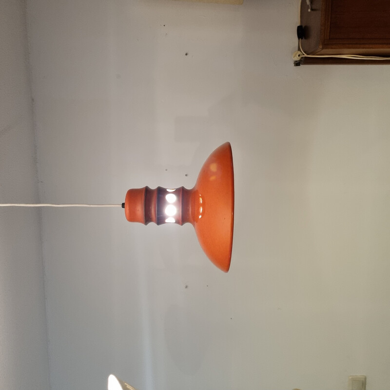 Vintage orange ceramic pendant lamp, 1970