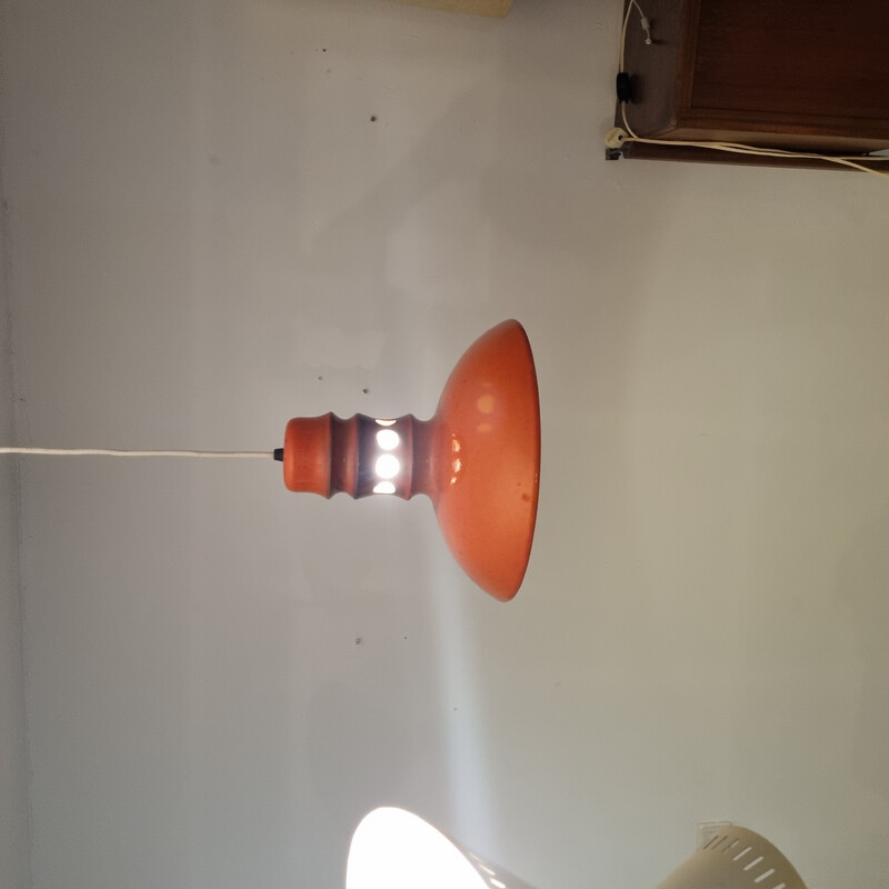 Vintage orange ceramic pendant lamp, 1970