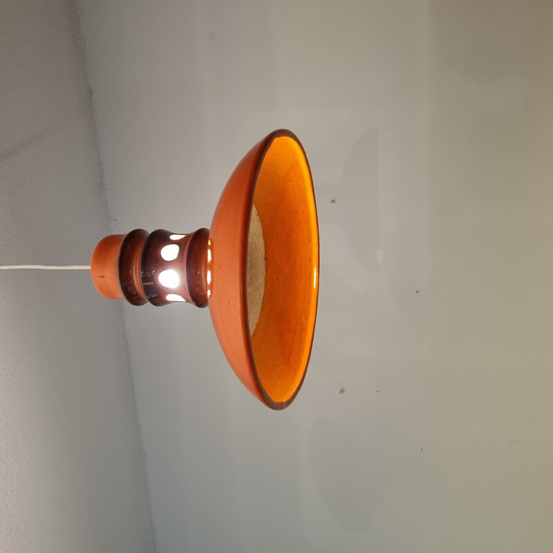 Vintage orange ceramic pendant lamp, 1970