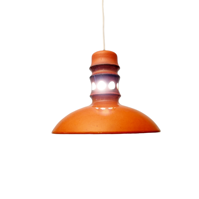 Vintage oranje keramische hanglamp, 1970