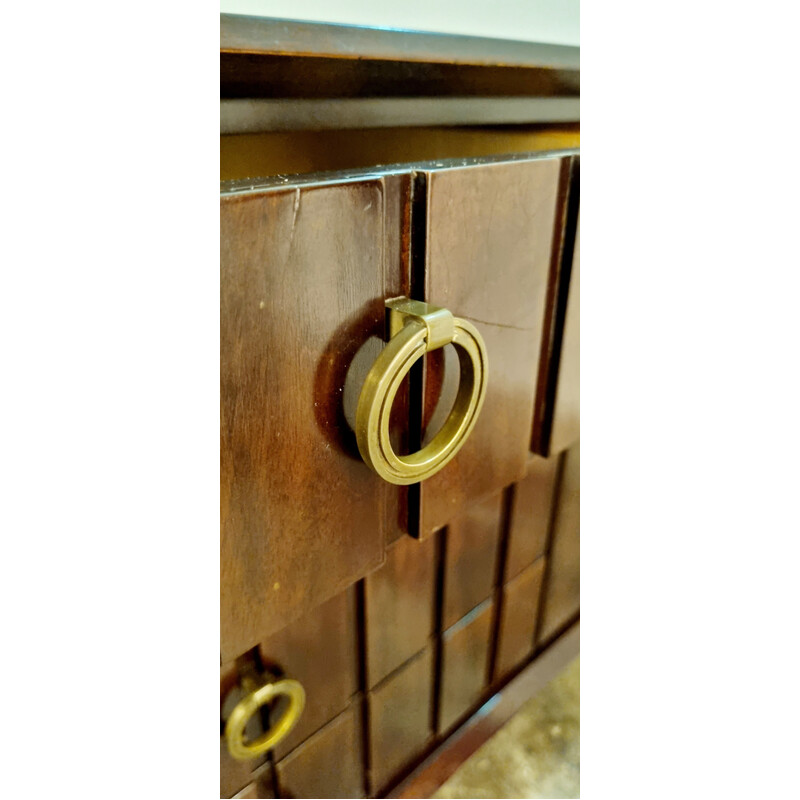 Vintage Art Deco sideboard in walnut and brass by Abraham Patijn for Zijlstra Joure, Netherlands 1950