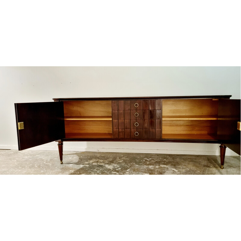 Vintage Art Deco sideboard in walnut and brass by Abraham Patijn for Zijlstra Joure, Netherlands 1950