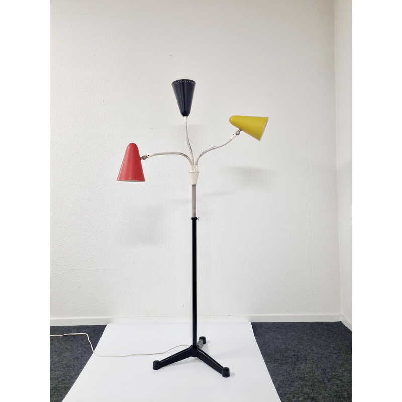 Vintage floor lamp in lacquered metal and aluminum by H. Th. J. A. Busquet for Hala, Netherlands 1950