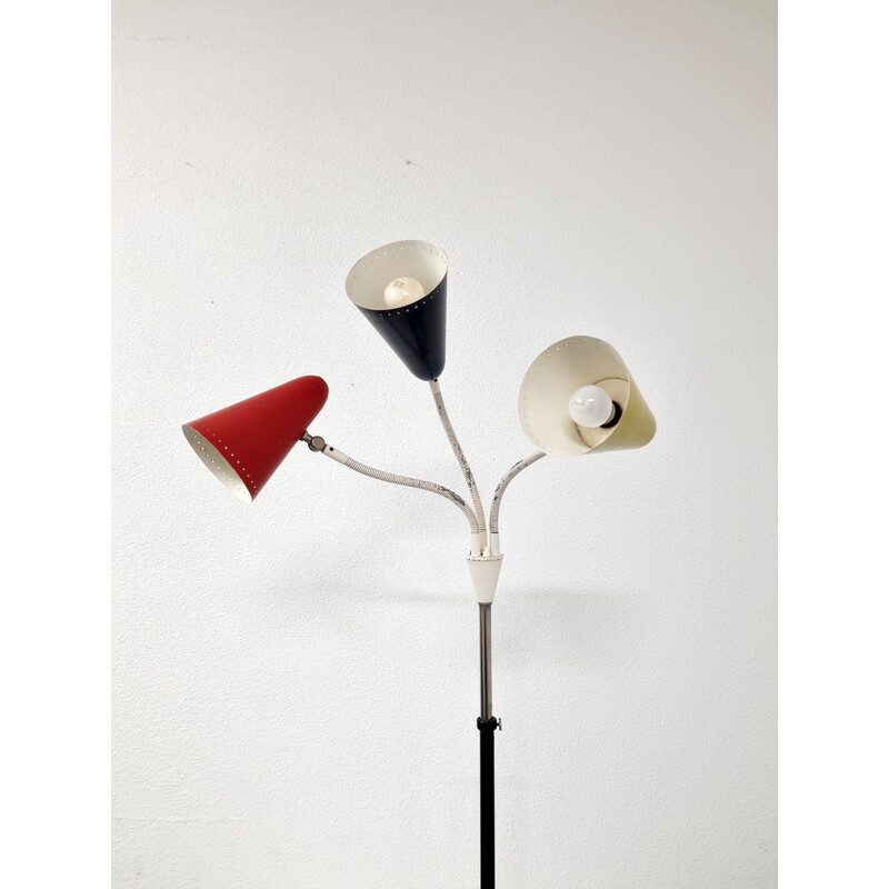 Vintage floor lamp in lacquered metal and aluminum by H. Th. J. A. Busquet for Hala, Netherlands 1950