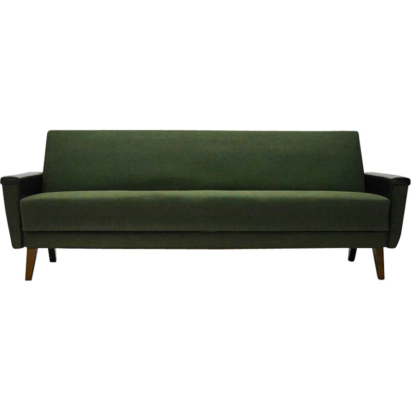 Canapé-lit vert partiellement retapissé - 1960
