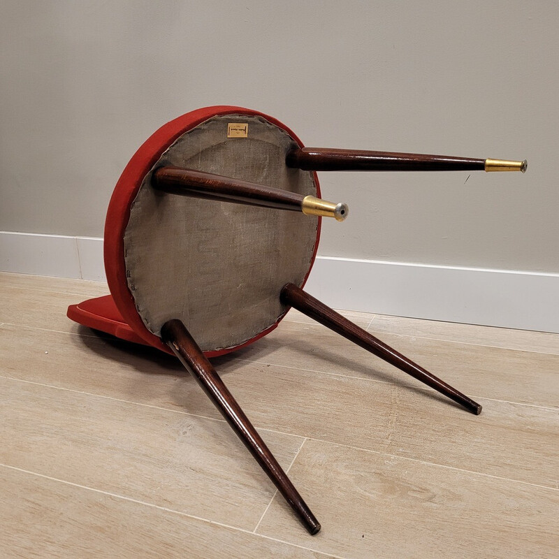 Vintage Art Deco chair in lacquered mahogany wood and brass, France 1930