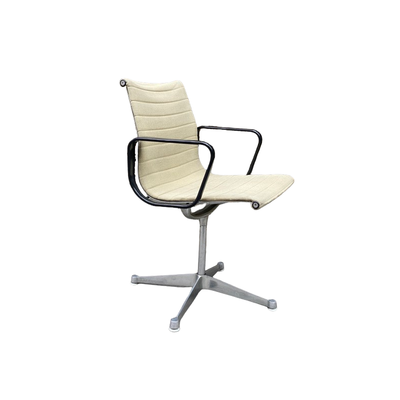 Vintage aluminum and fabric office chair by Charles and Ray Eames for Herman Miller, 1958