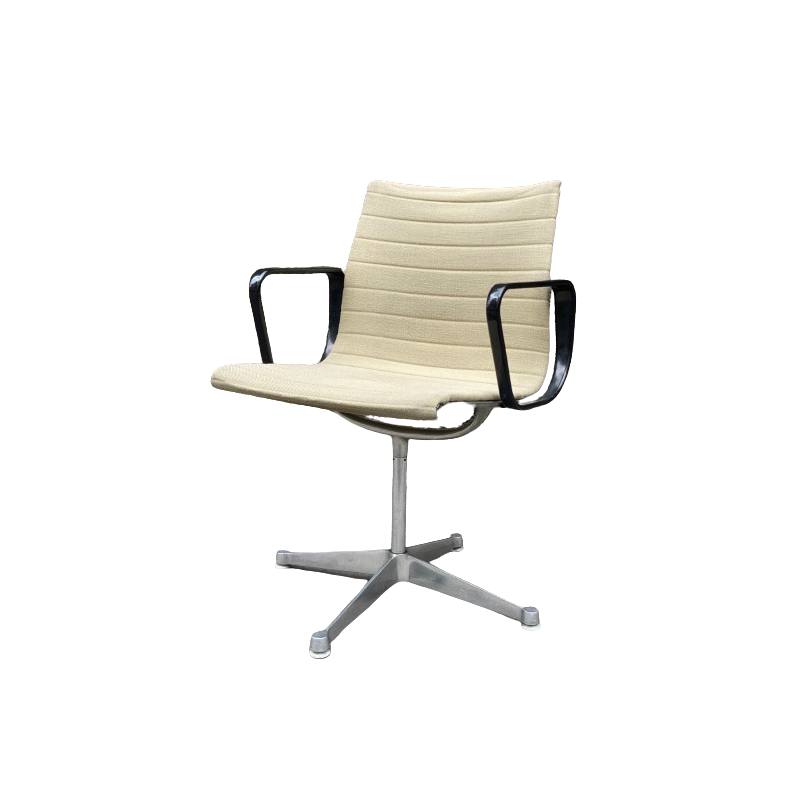 Vintage aluminum and fabric office chair by Charles and Ray Eames for Herman Miller, 1958