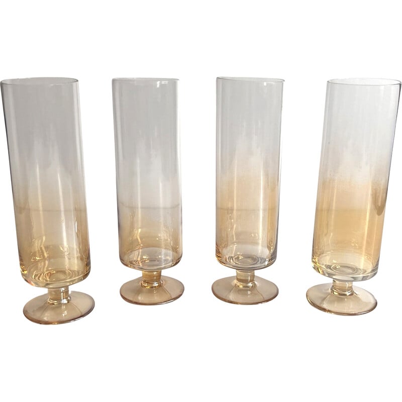 Ensemble de 4 verres à champagne vintage en verre fumé opalin pour Schott Zwiesel Glass, Allemagne 1980