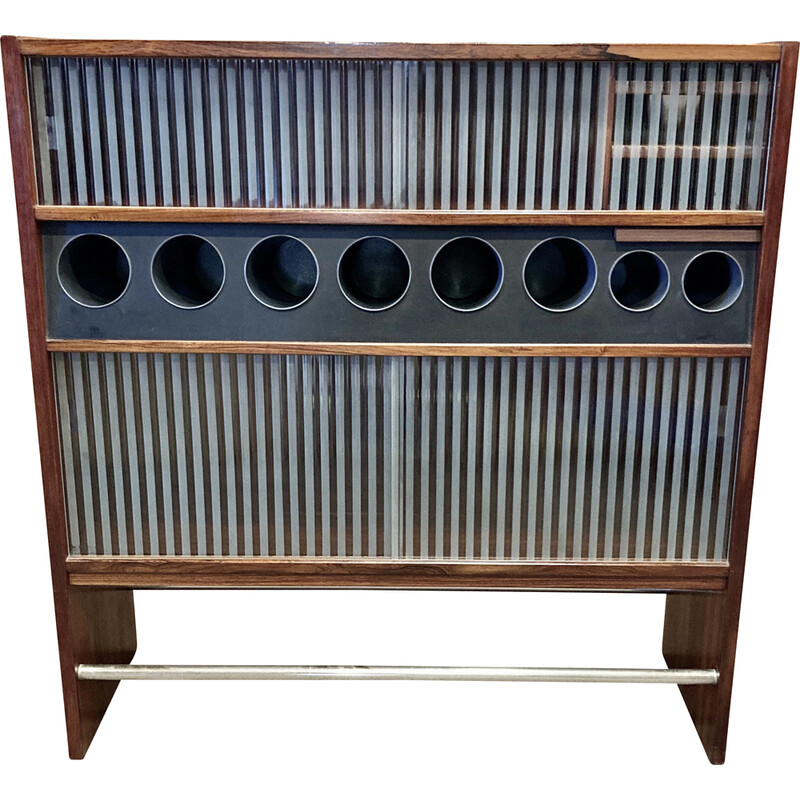 Vintage rosewood and chrome steel bar by Poul Heltborg, 1968