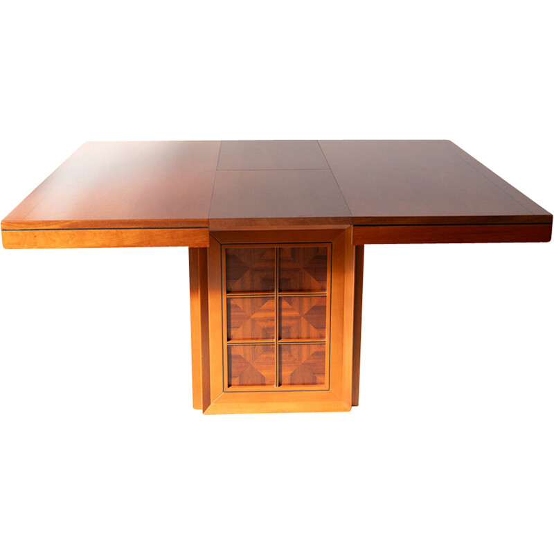 Vintage cherry veneer table with extension, 1980