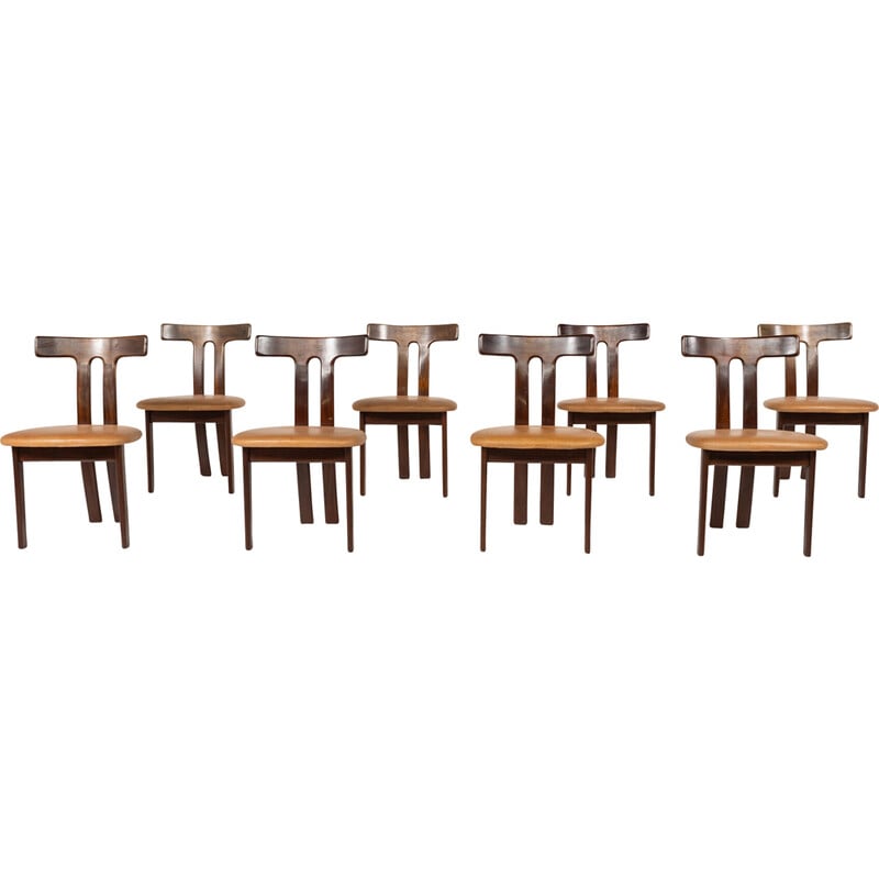 Set of 8 vintage "T" chairs, 1960