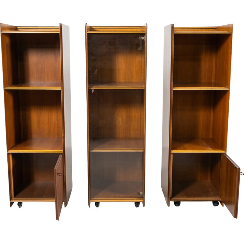 Vintage Artona shelf in wood and leather by Afra and Tobia Scarpa for Maxalto, 1970