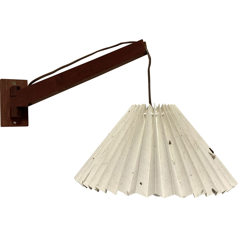 Vintage modular wall lamp in teak and paper, 1950