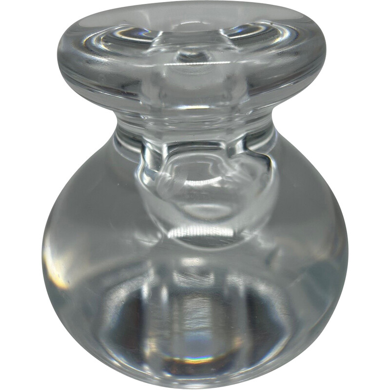 Vintage spool-shaped crystal candlestick, 1970