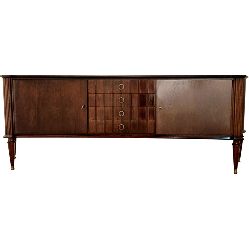 Vintage Art Deco sideboard in walnut and brass by Abraham Patijn for Zijlstra Joure, Netherlands 1950