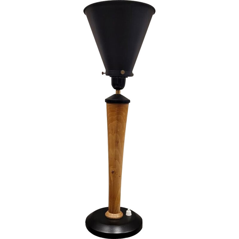 Lampe de table vintage en bois de teck